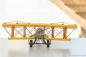 Mobile Preview: Handgefertigtes Modellflugzeug Doppeldecker mit Propeller gelb (34 cm x 29 cm)