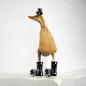 Preview: Ente aus Naturholz mit Gummistiefeln