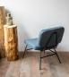 Mobile Preview: Blauer Loungechair mit Kunstlederbezug und Metallbeinen