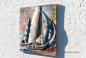 Mobile Preview: Holz Wandbild einer Regatta mit blauen Segelschiffen