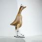 Mobile Preview: Naturholz Ente mit weißen Gummistiefeln