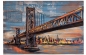 Preview: Wandbild Golden Gate bridge aus Metall auf einer Holz Skyline