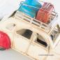 Mobile Preview: Handgefertigtes Modellfahrzeug Retro Ente in weiß-rot mit Urlaubsgepäck (29 cm)