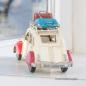 Mobile Preview: Handgefertigtes Modellfahrzeug Retro Ente in weiß-rot mit Urlaubsgepäck (29 cm)