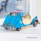 Mobile Preview: Handgefertigtes Modellfahrzeug Retro Ente in blau/gelb (29 cm)