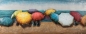Preview: Handgefertigtes 3-D-Metallbild bunte Schirme am Strand (150cm x 60cm)
