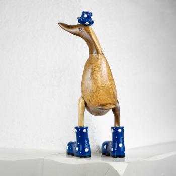 Dänische Ente aus Naturholz blau (25cm x 16cm)