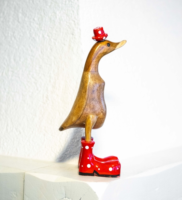 Dänische Ente aus Naturholz rot (25cm x 16cm)