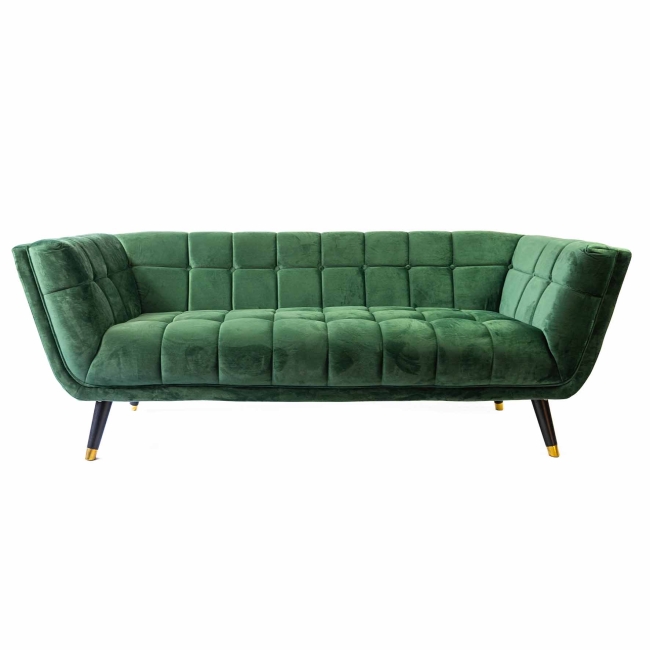 Samt Sofa in dunkelgrün (200cm)