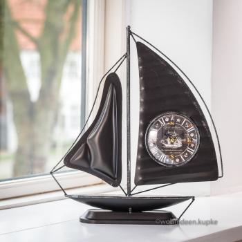 Segelschiff Standuhr schwarz (40cm)