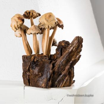 Handgefertigte Pilze Wiese aus Naturholz groß (ca. 25cm)