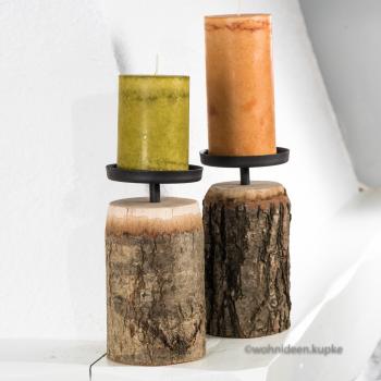 Handgefertigter Kerzenhalter aus Naturholz