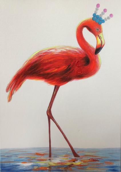 Leinwandbild fröhlicher Flamingo