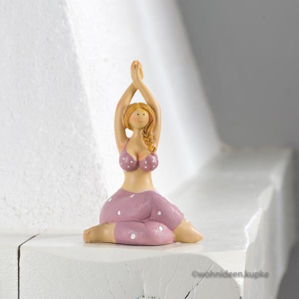 Yoga-Dame Line in violettem Outfit Schneidersitz (14 cm)