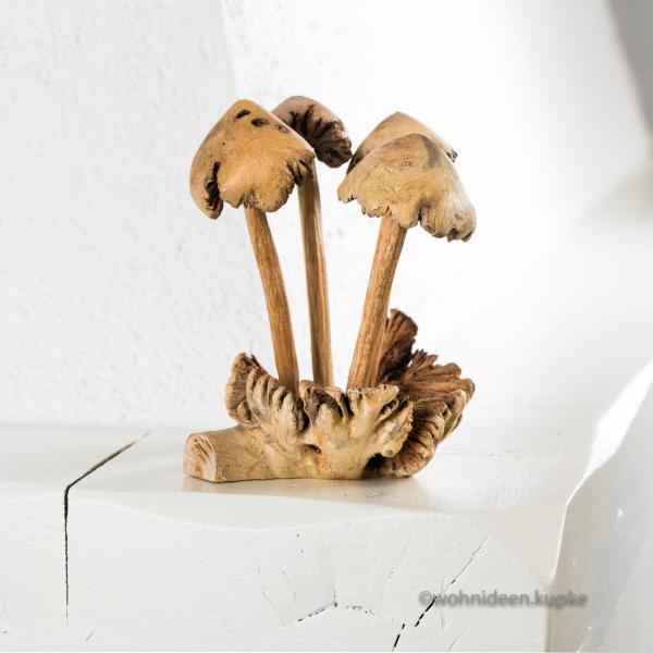 Handgefertigte Pilze Wiese aus Naturholz (ca. 14cm)